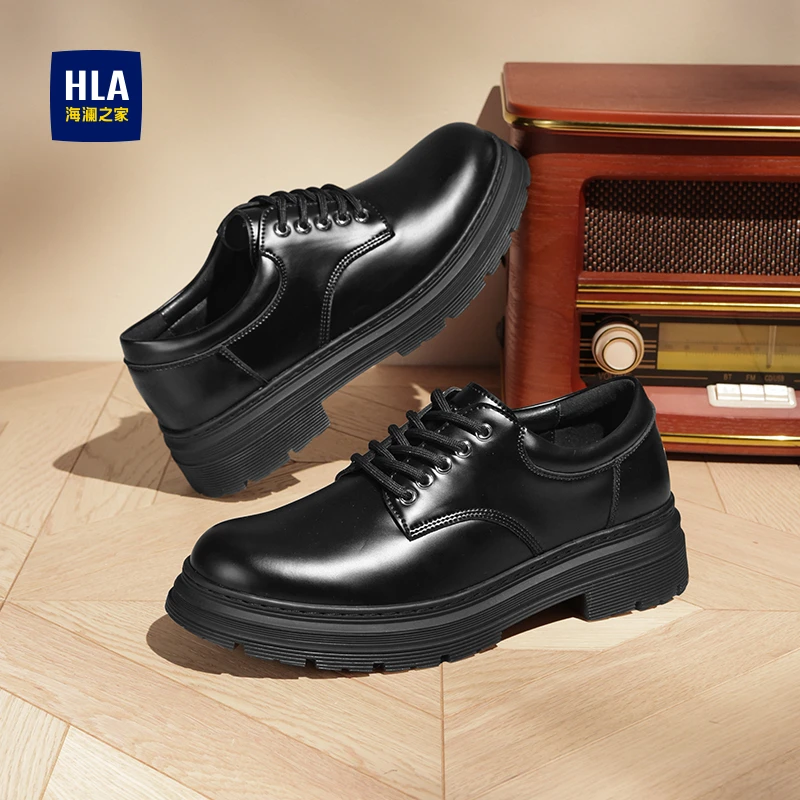 HLA/海澜之家男鞋2025冬季新款男士经典黑色正装皮鞋商务休闲皮鞋