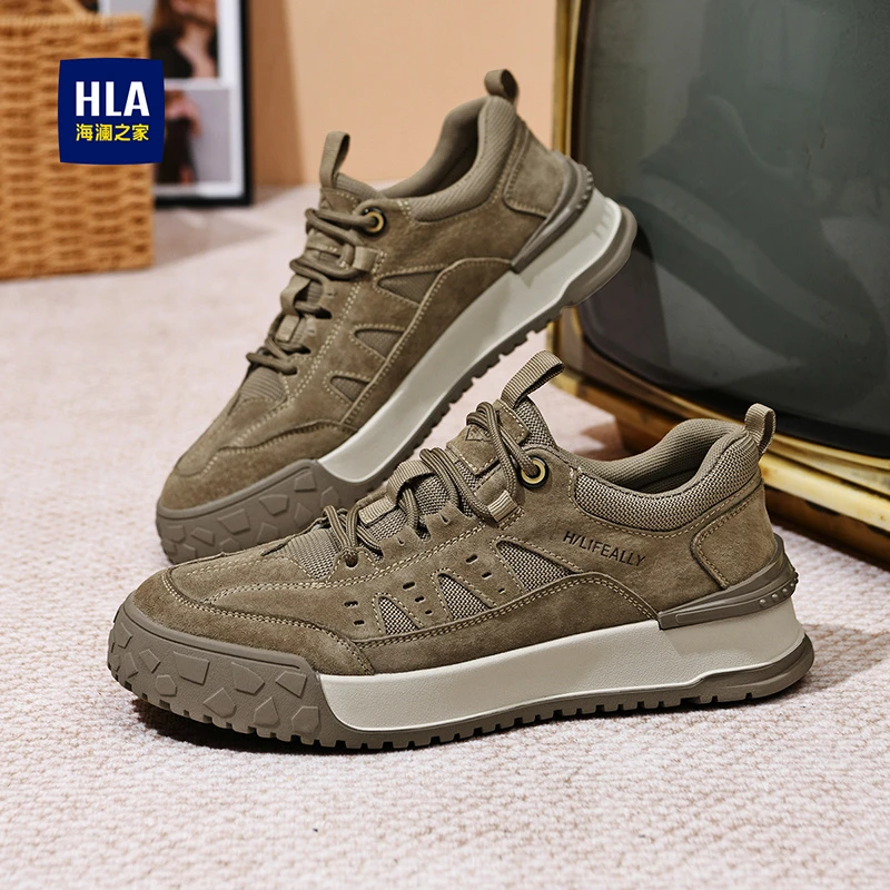 HLA/海澜之家男鞋2024秋季新款复古透气耐磨工装鞋时尚休闲板鞋