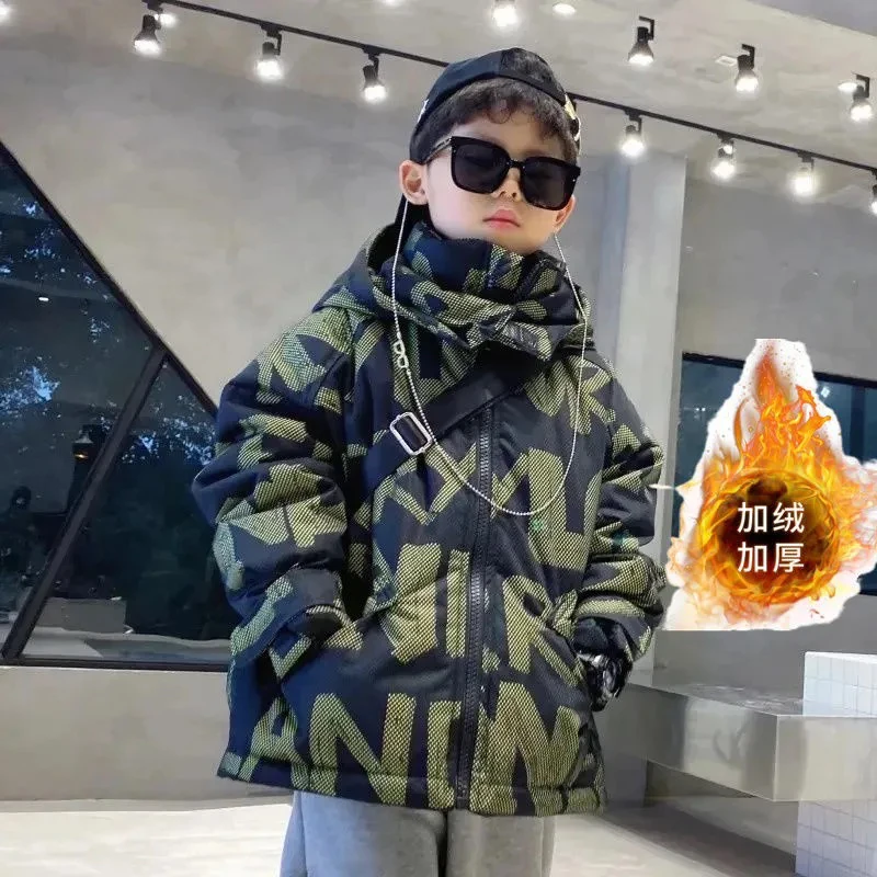 男童冬装棉服2024年新款洋气宝宝夹棉外套潮儿童韩版加厚棉袄潮服
