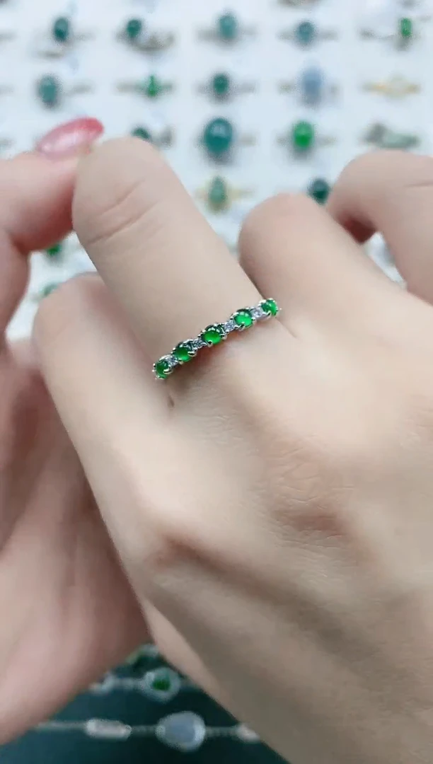 【闪购商品】翡翠戒指银S925镶嵌天然翡翠