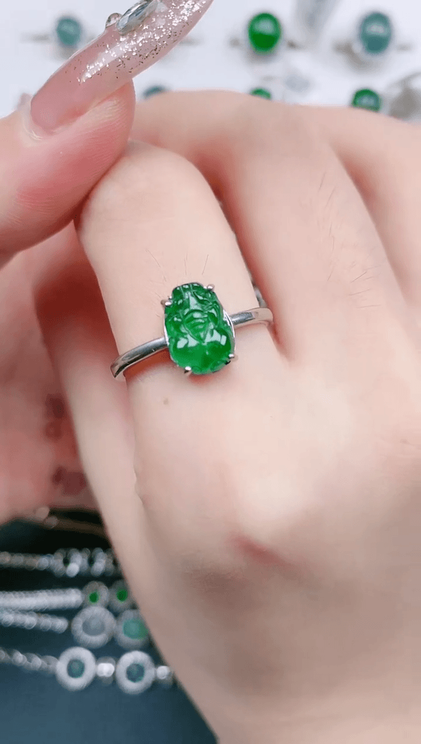 【闪购商品】翡翠戒指银S925镶嵌翡翠