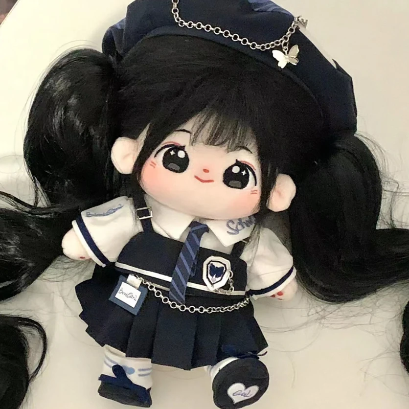 园长裤茶茶 现货女高返校日20CM棉花娃娃娃衣套装无属性美式校服