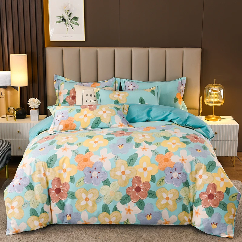 【爆款】100%纯棉四件套全棉磨毛床上用品床单被套三件套双人加厚