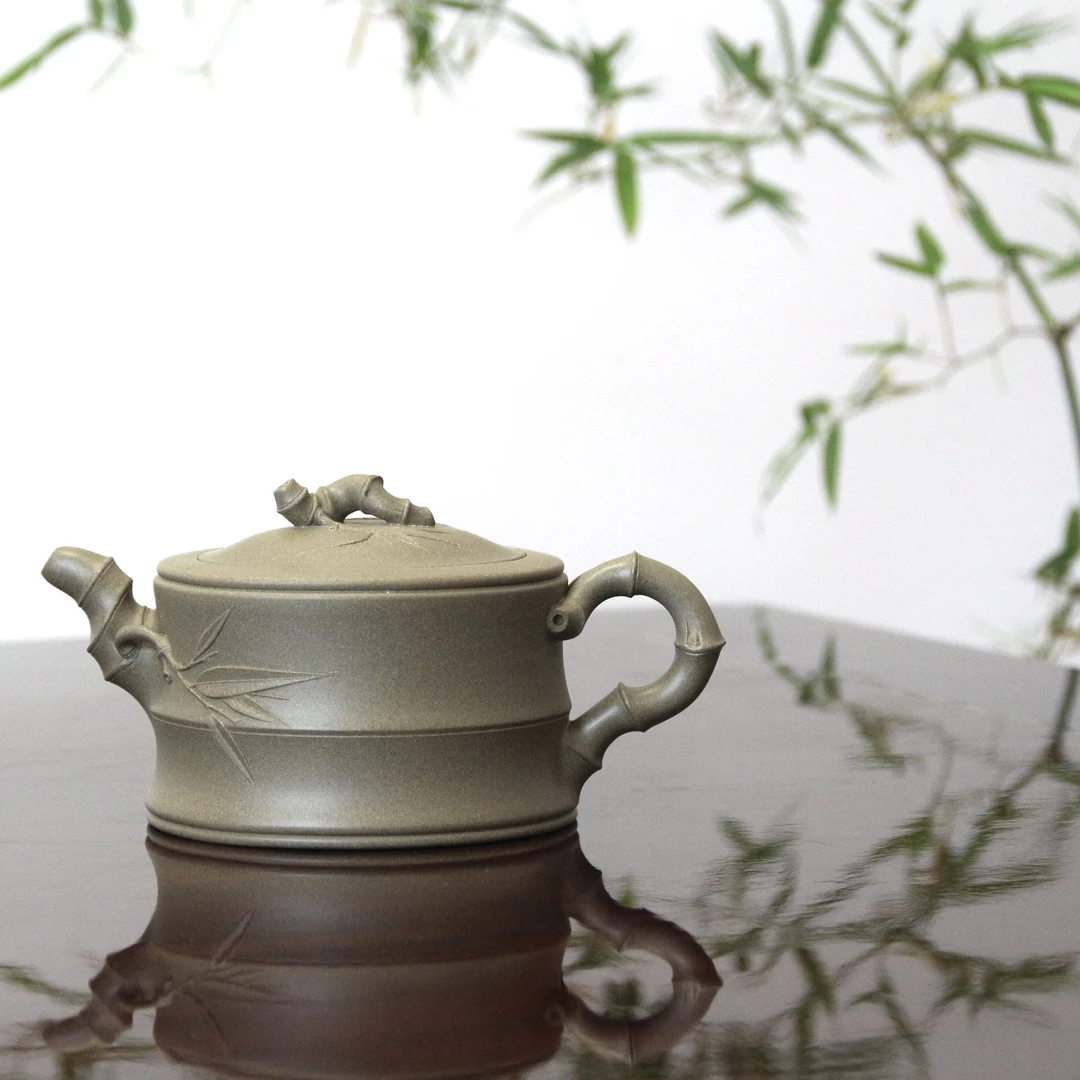 【竹段壶】青段泥 工艺师史雨霞全手工竹段壶宜兴紫砂壶全手工花器