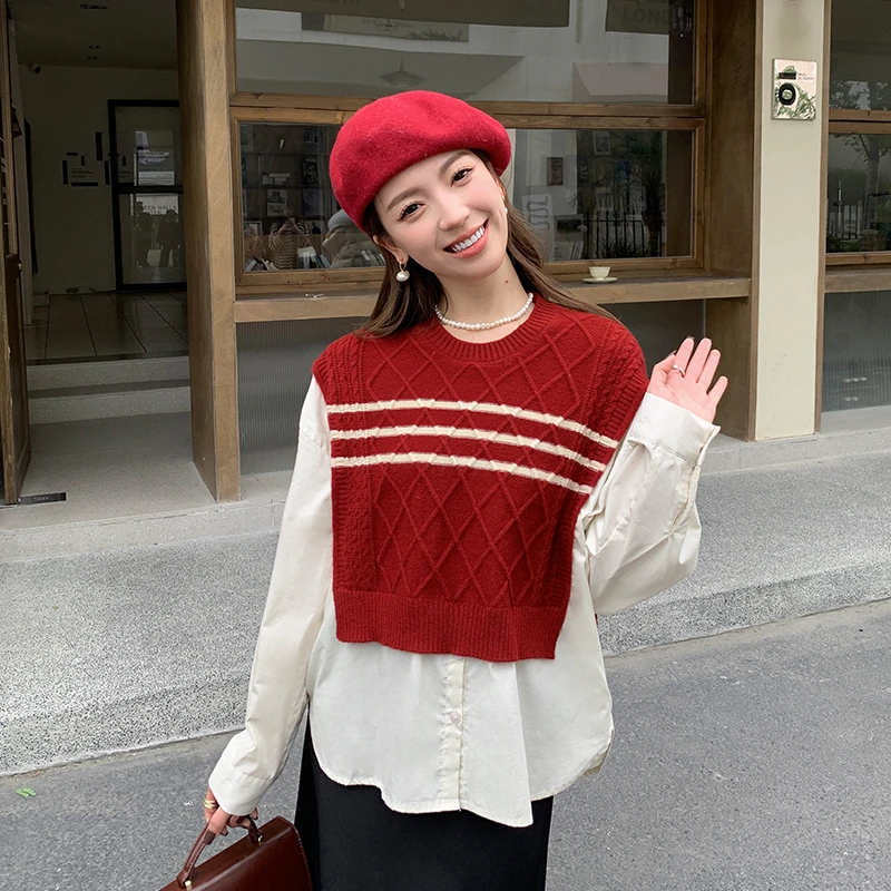 【丢丢】咖色/黄色/红色上衣ZL52992+ZL36493半裙套装