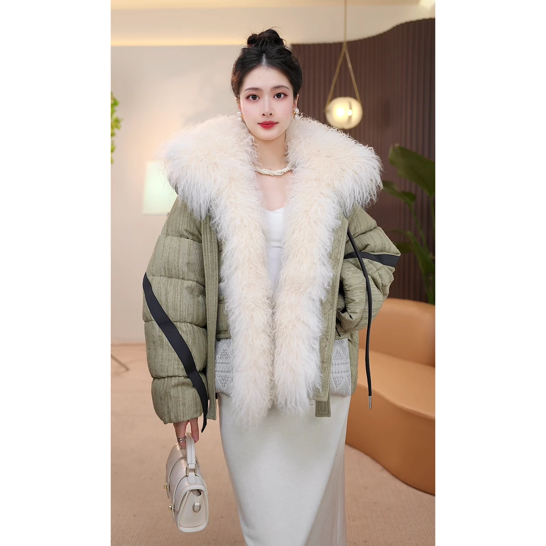 【茅茅专属】25973冬季设计款高定时尚气质可拆卸大毛领外套