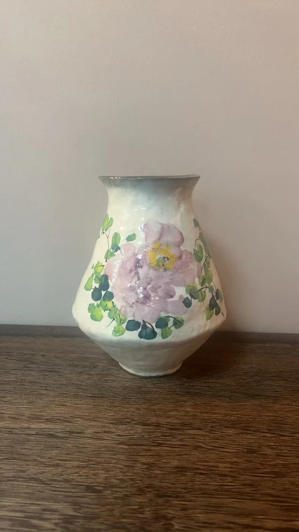 景德镇手捏手绘牡丹陶瓷花器