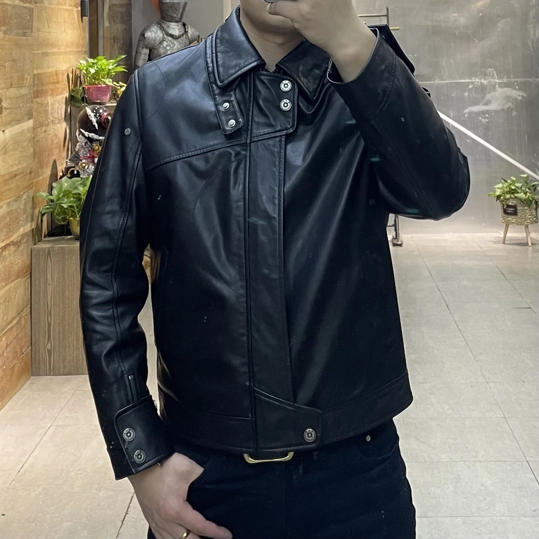heart of steel/钢铁之心男装夹克翻领夹克皮衣真皮