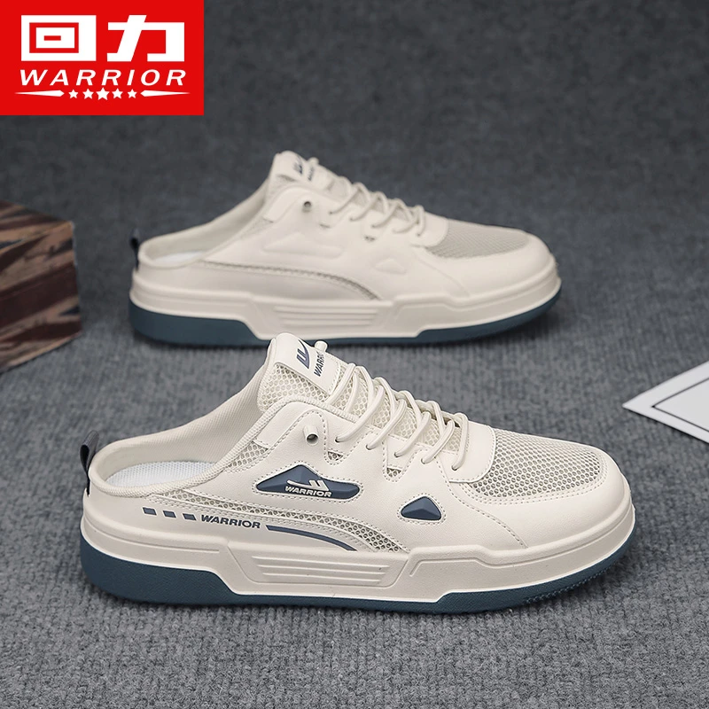 Warrior/回力男鞋2024夏季新款网面半拖懒人鞋休闲防百搭一脚蹬FD