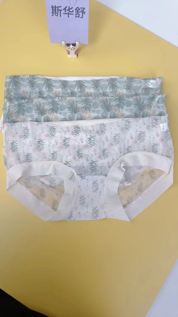 668蕾丝女士内裤夏季舒适无痕中腰少女日系时尚碎花薄款印花
