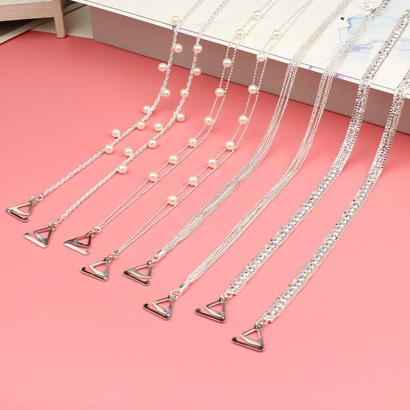 可调肩带高颜值外露可调节超仙水钻珍珠文胸时尚吊带可拆卸内衣带