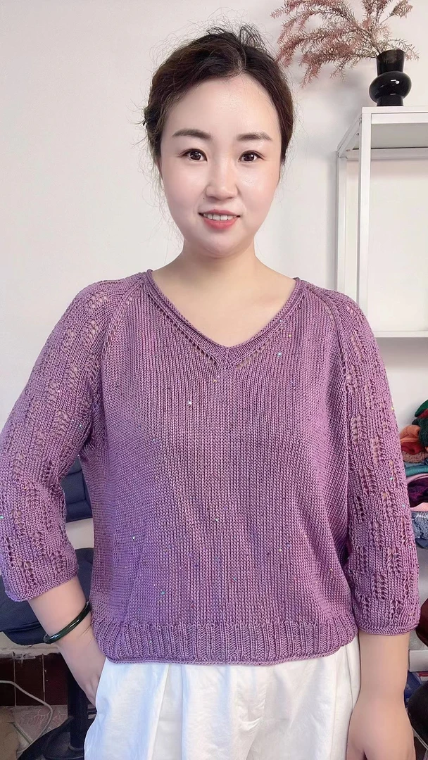 手工编织夏季天丝亮片毛线柔软亲肤手编亚麻天丝 送工具送教程