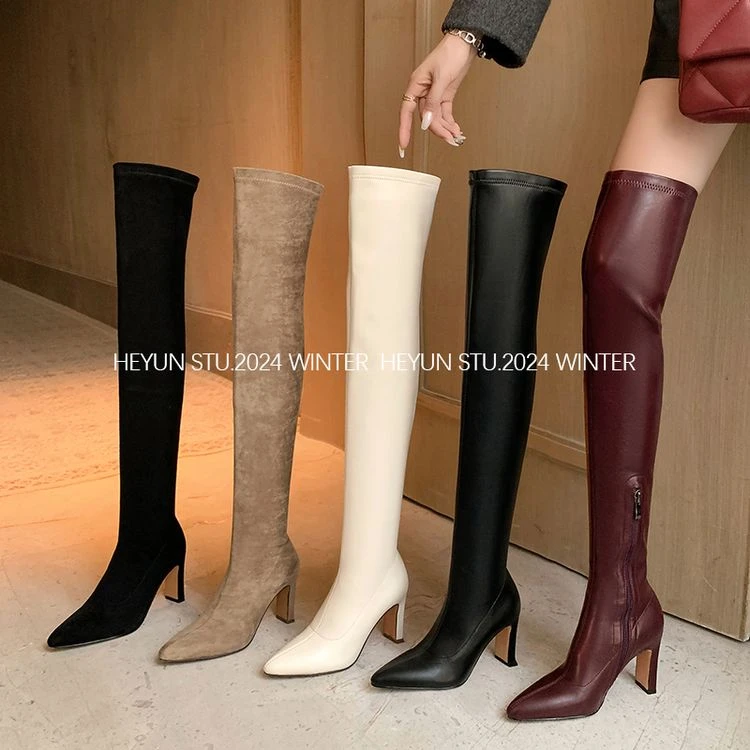 时装靴2024年秋冬季新款时尚细跟瘦瘦靴过膝靴修身长筒靴弹力靴女