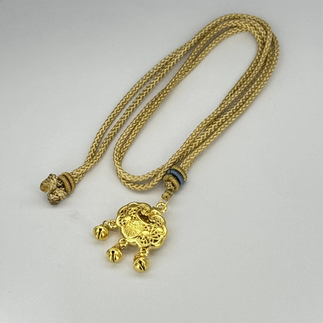 【思思专享】足金999 足金福字平安锁吊坠 （编绳款）BP  5072