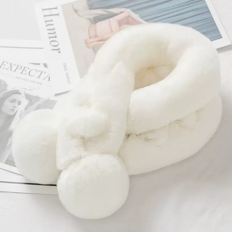 儿童款皮草围巾獭兔毛整皮加厚冬季保暖围脖学生亲子毛球围脖网红