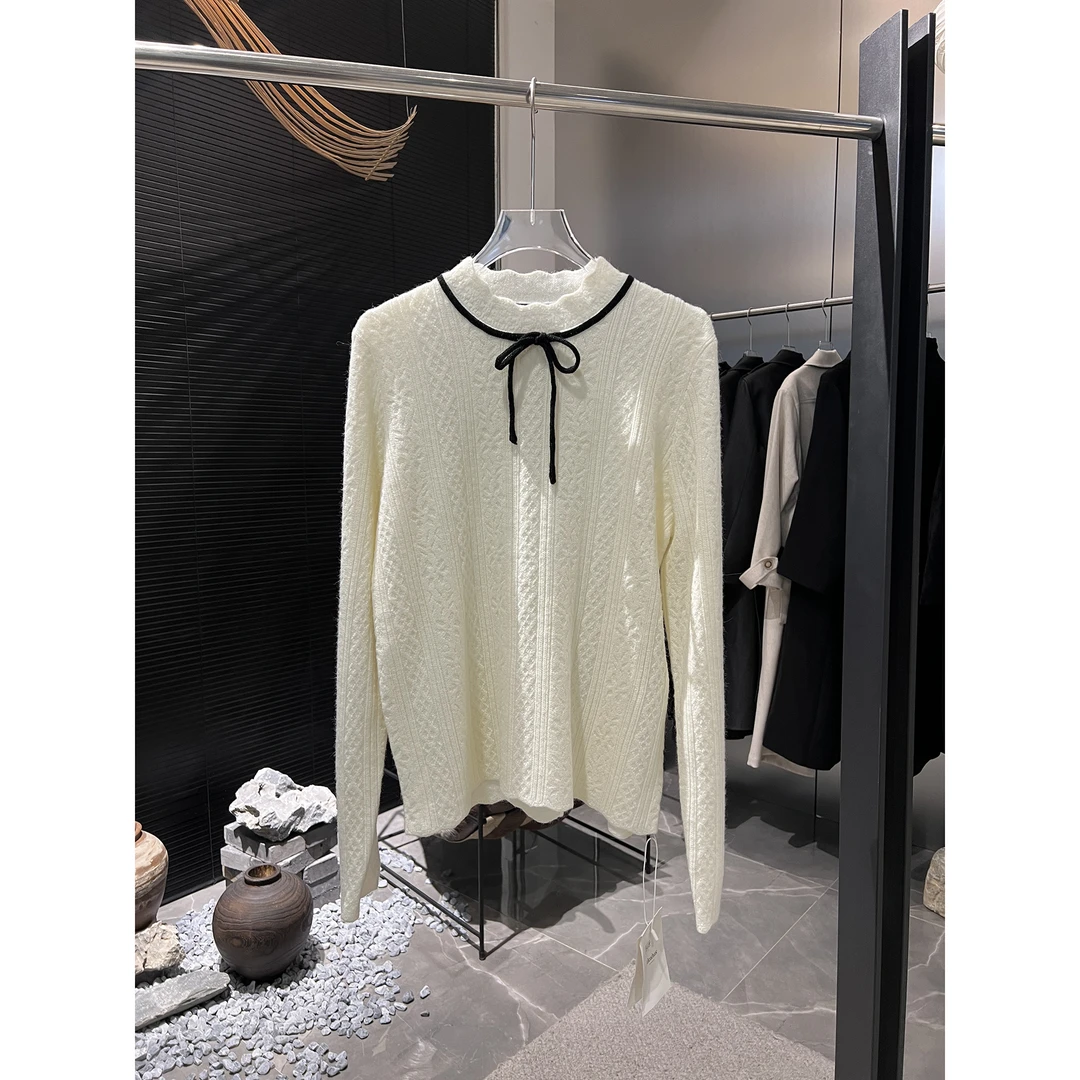 丝绒蝴蝶结针织打底衫96098