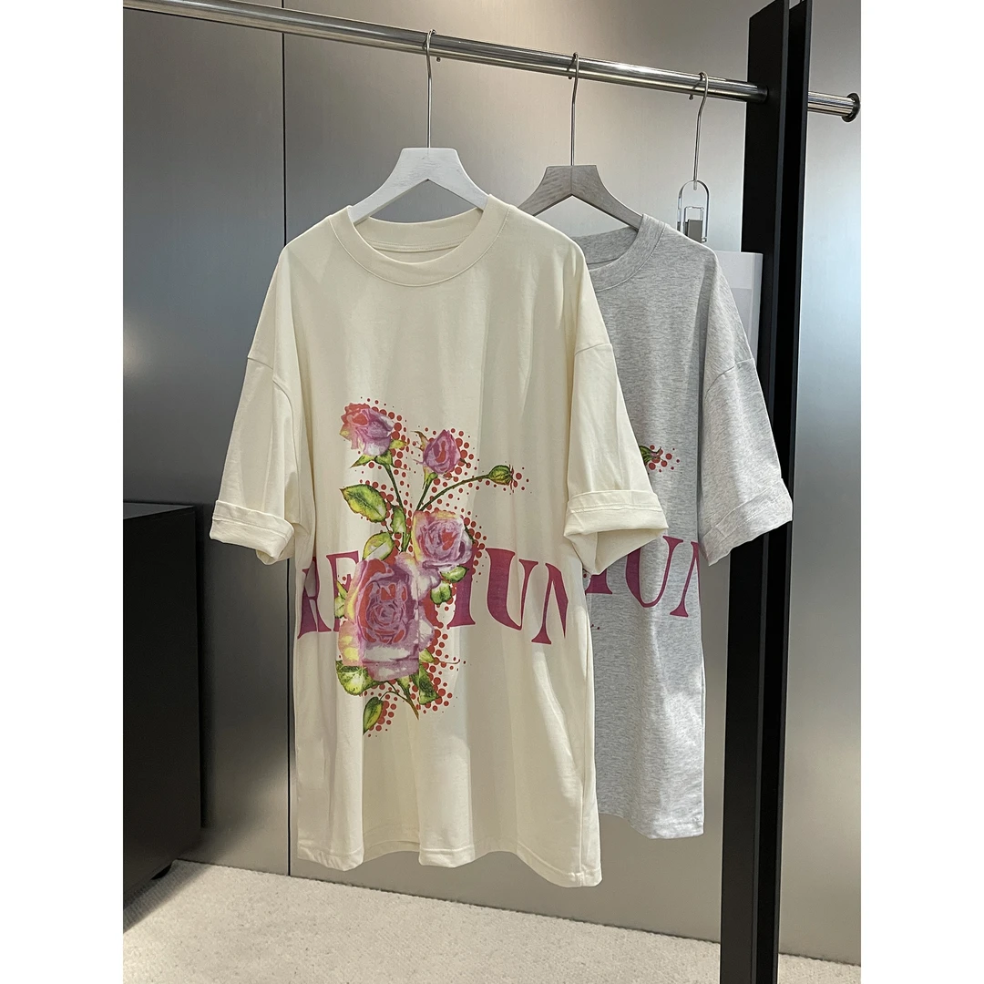 花朵印花大版短袖T恤90429