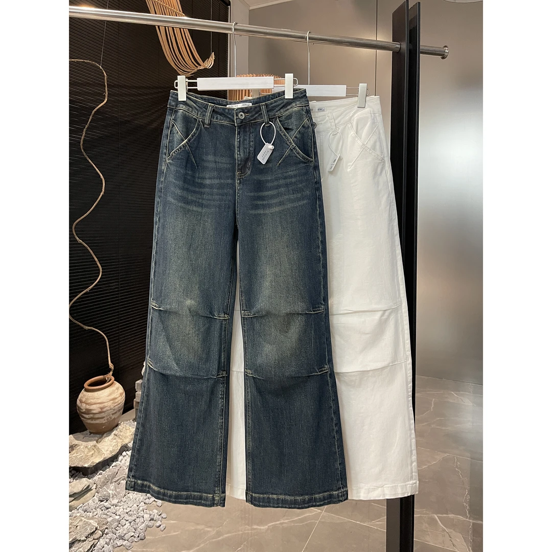 褶皱裤脚微喇牛仔裤88870（清）