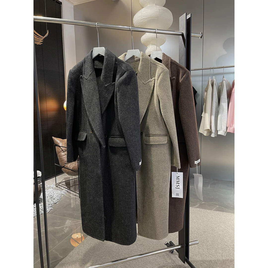 可拆卸衣领 长款双面大衣B3368（清）