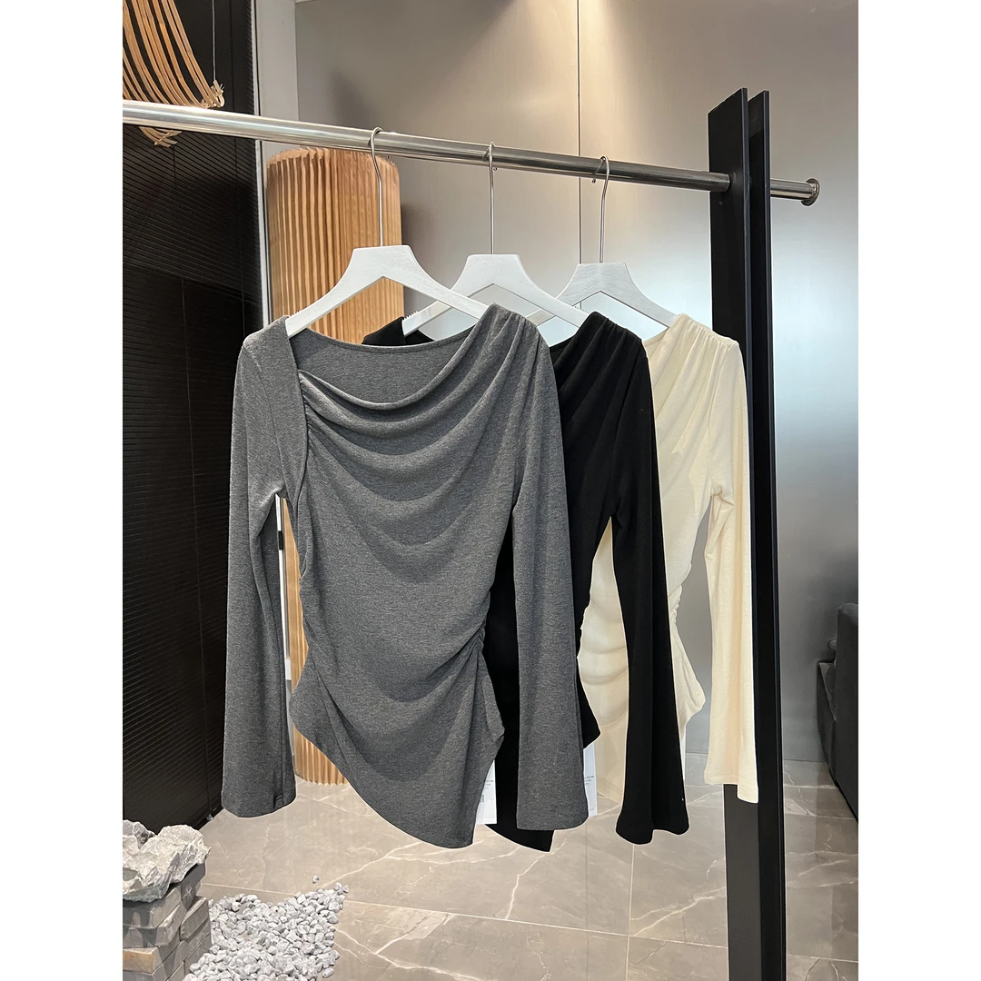 荡领大弹力长袖T恤A108