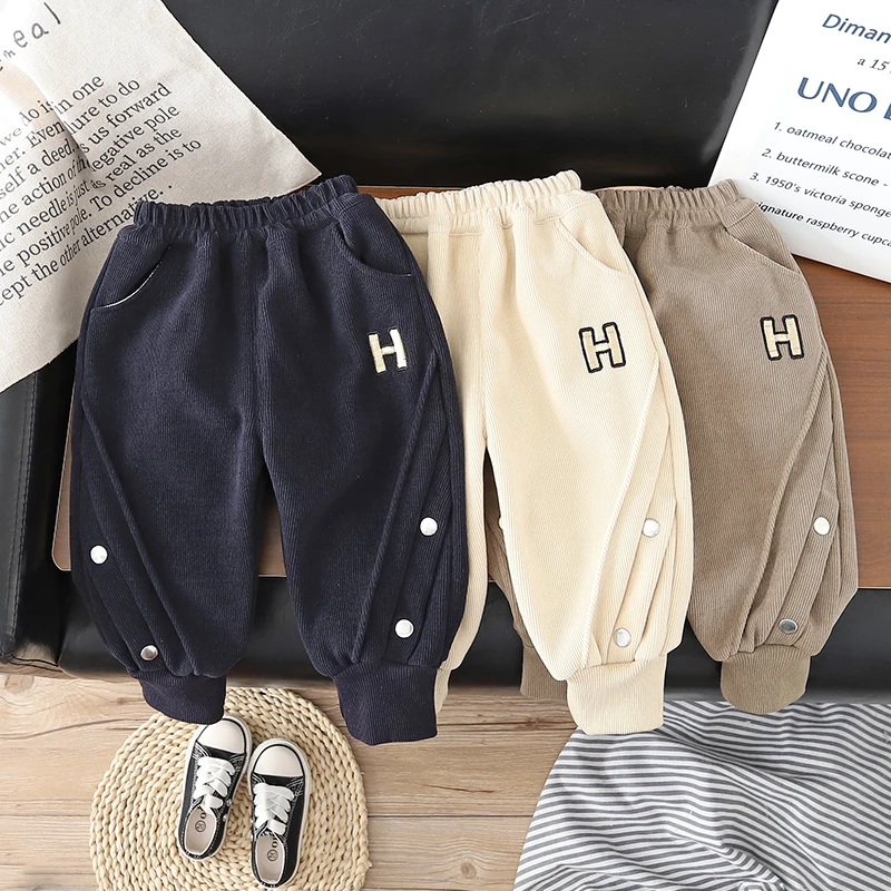 男童裤子2023新款儿童一体绒男孩秋冬款加绒宝宝冬季薄绒洋气男孩