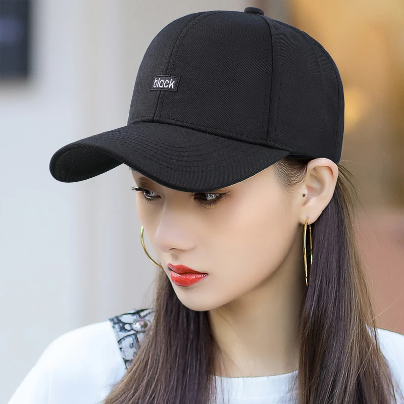 帽子女百搭简约弯檐刺绣显脸小硬顶立体鸭舌帽高品质ins棒球帽男