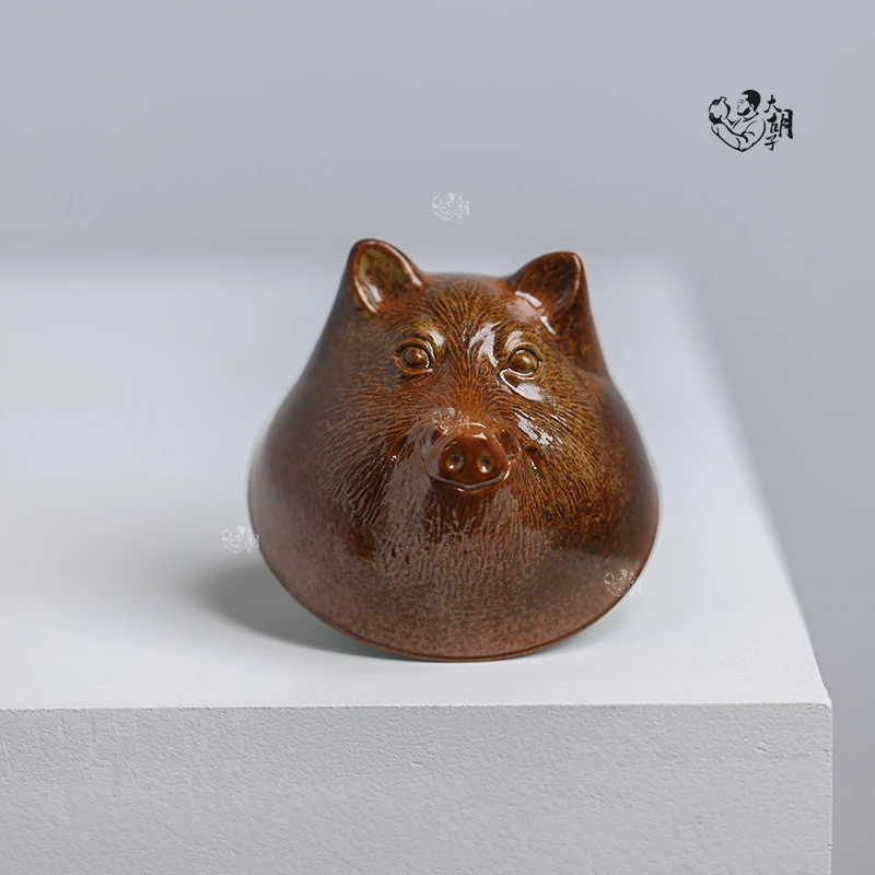龙泉 土人斋 青瓷 《十二生肖 · 猪杯》 兽首杯