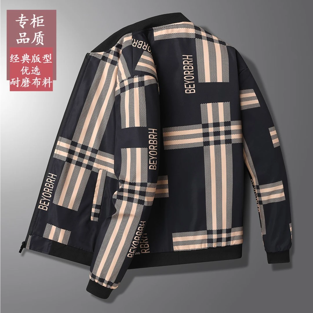 秋季新款男士夹克韩版休闲外套男时尚印花夹克潮流中青年棒球服