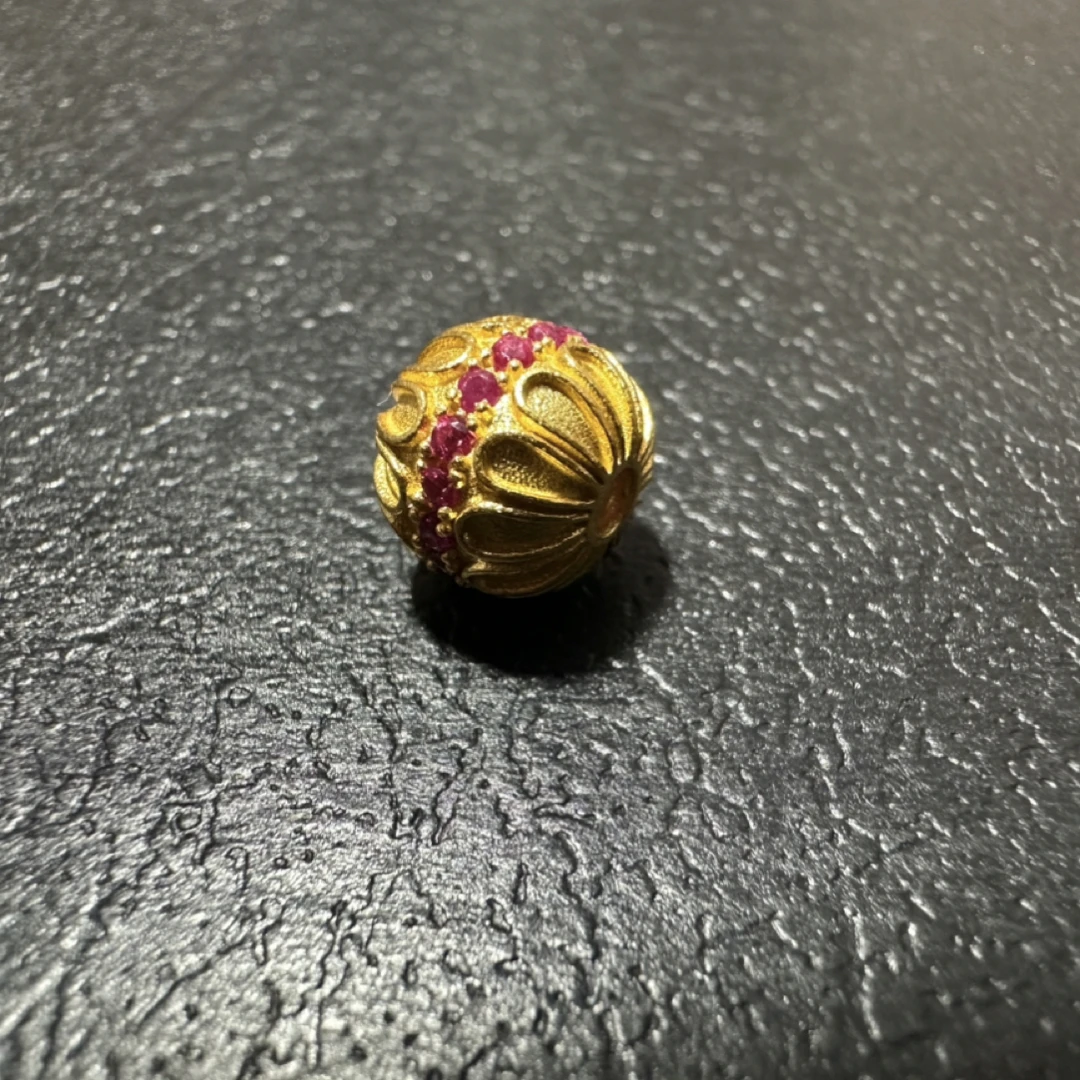 925银银制品 格桑花红色配饰一个k9mm
