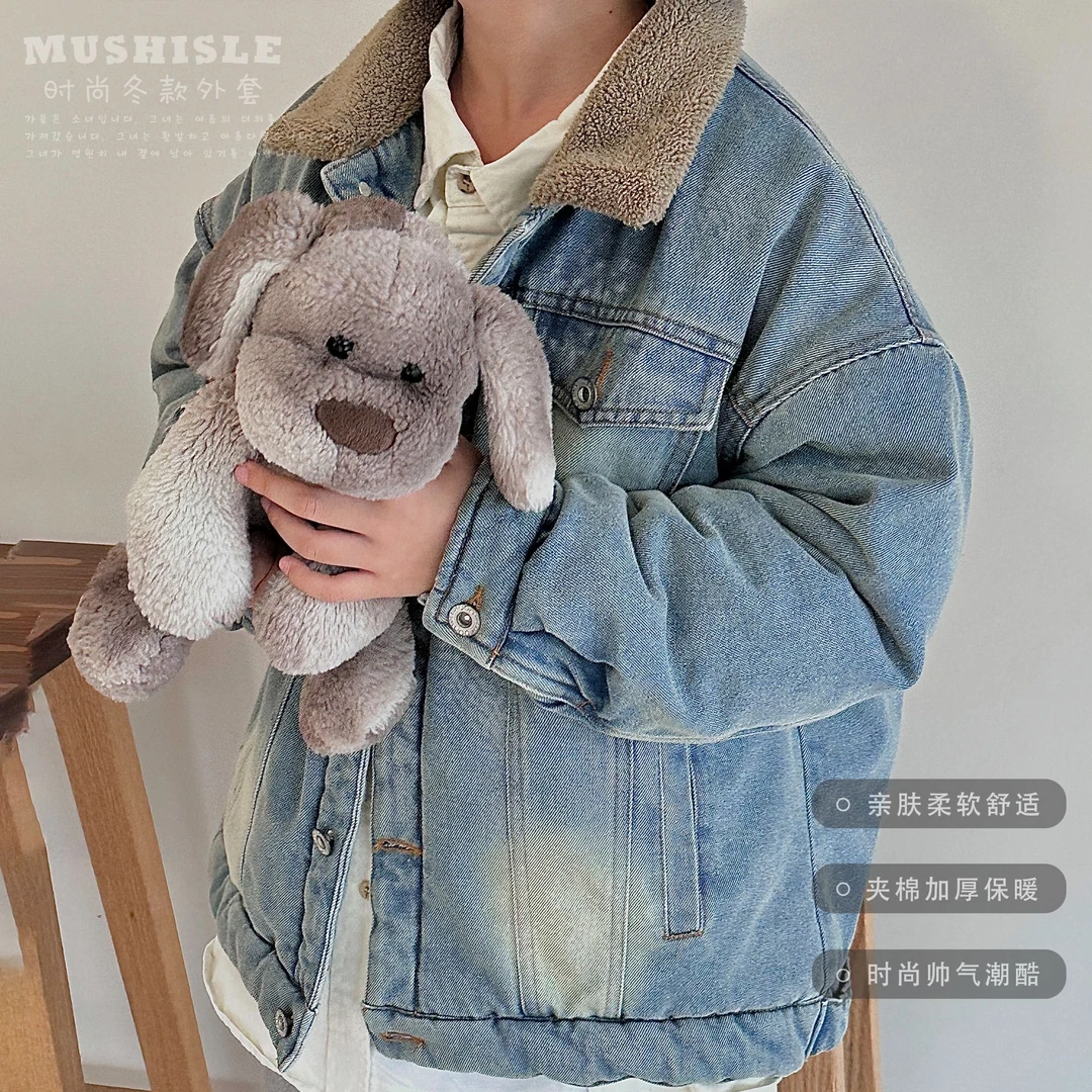阿又冬季童装儿童男童中大童亲子加厚牛仔棉服99112D