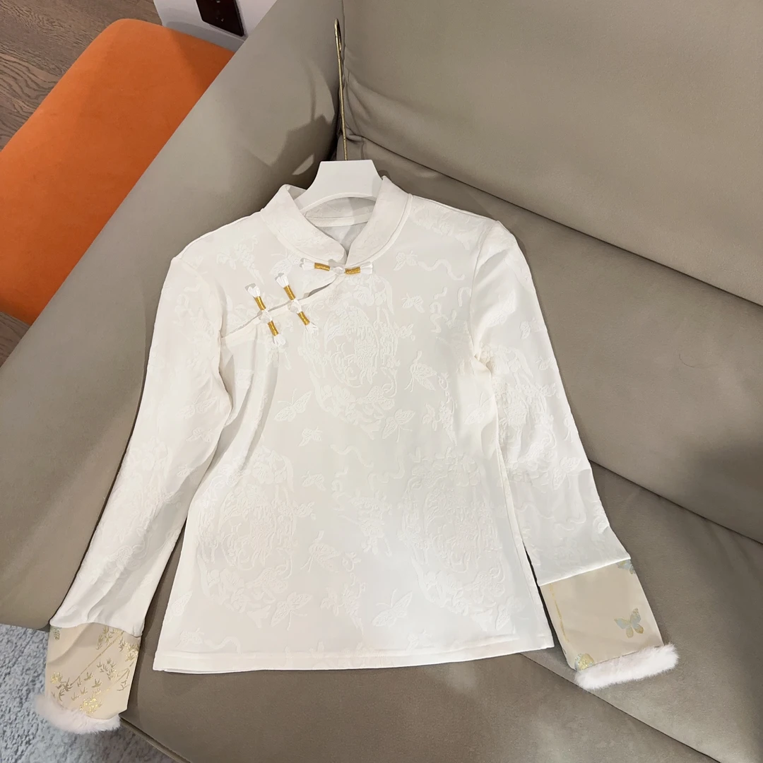 新款打底衫立领盘扣设计打底衫