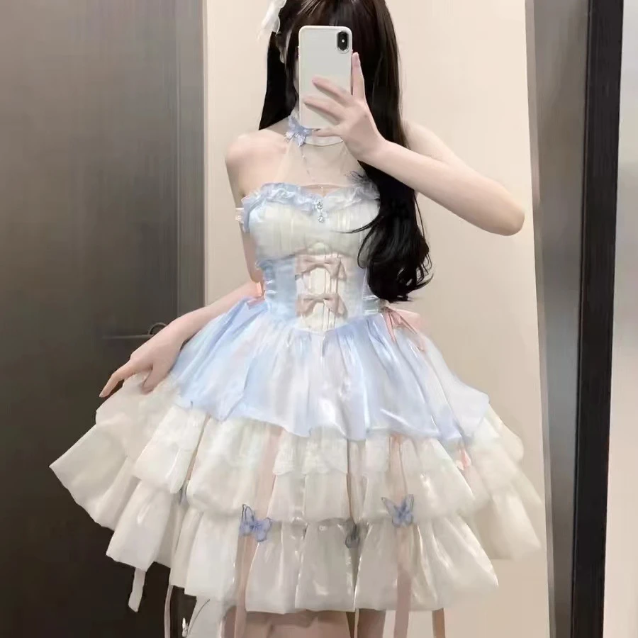 【爱神之约lolita】现货lolita公主风特纯欲风挂脖吊带短裙