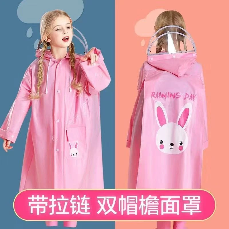 雨衣儿童拉链款男女童中童小学生上学专用长款书包位全身防水雨披