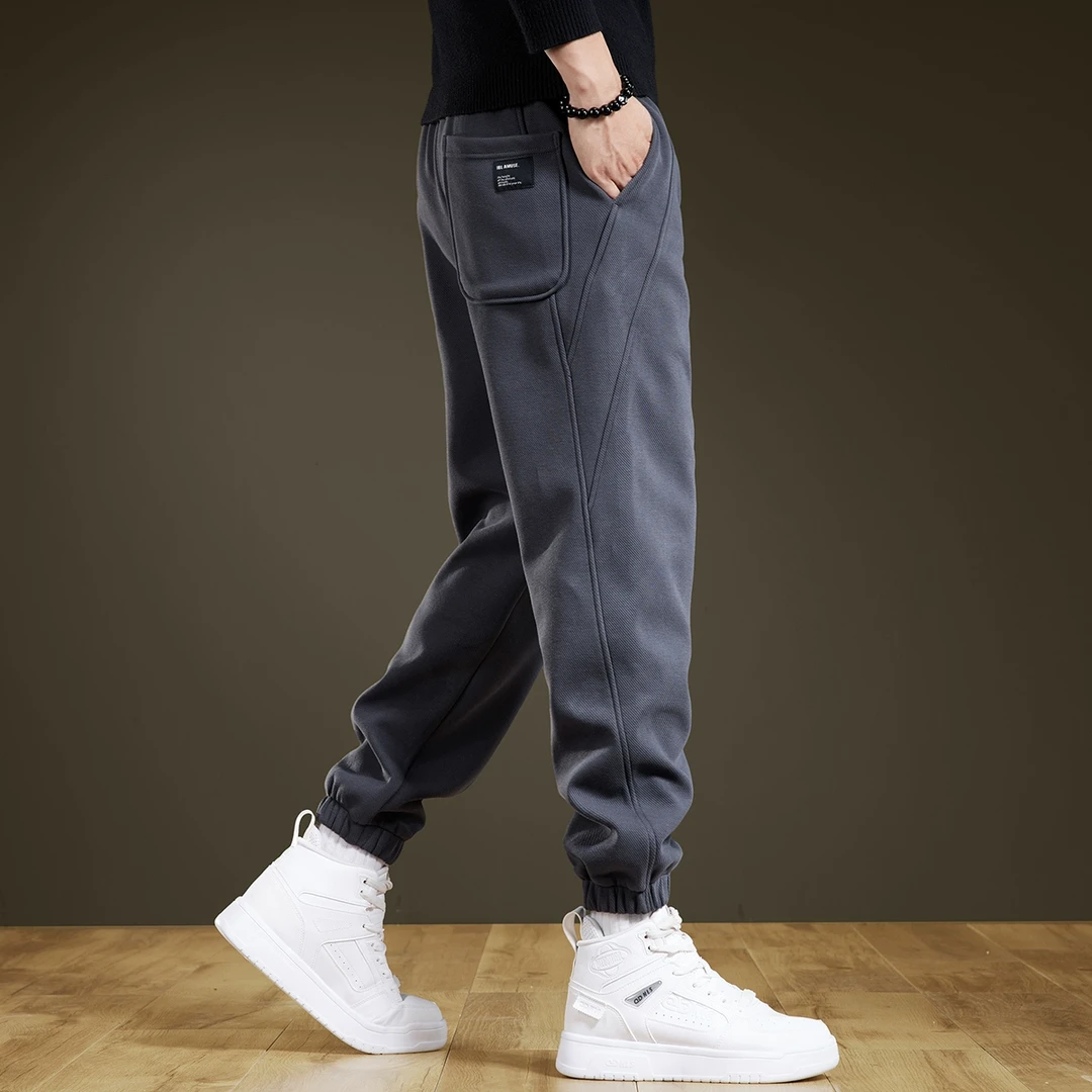 时尚潮牌设计感卫裤男秋季新款柔软手感宽松美式重磅运动休闲裤男