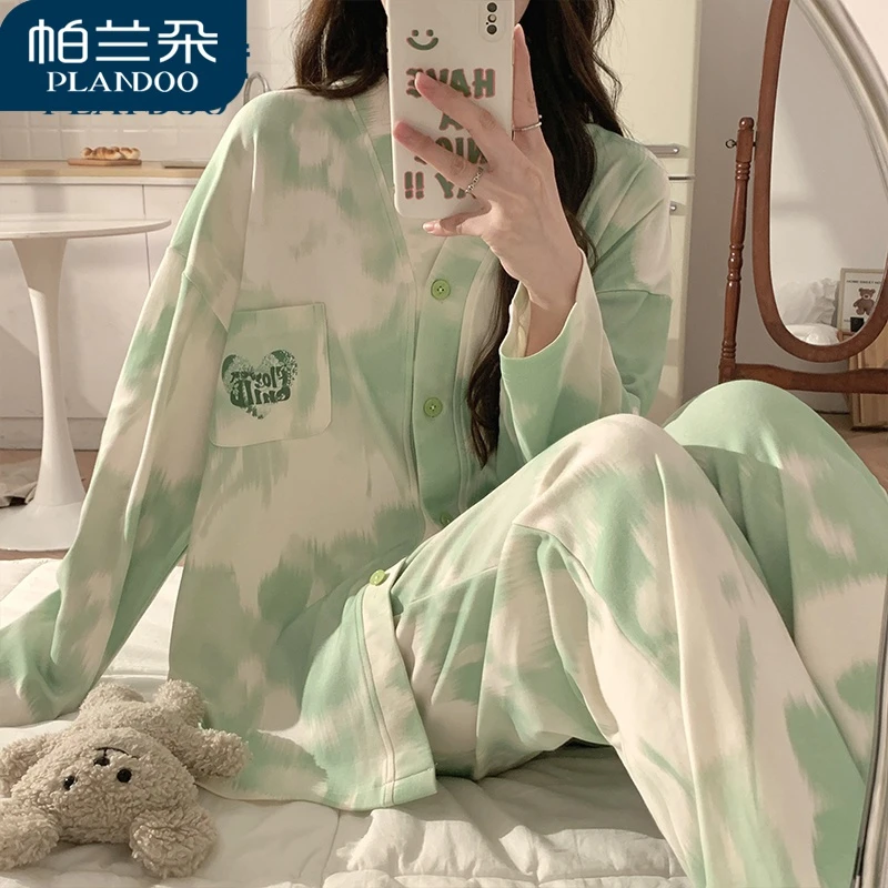 帕兰朵睡衣女春秋季女士长袖大码2023年韩版甜美夏天薄款宽松