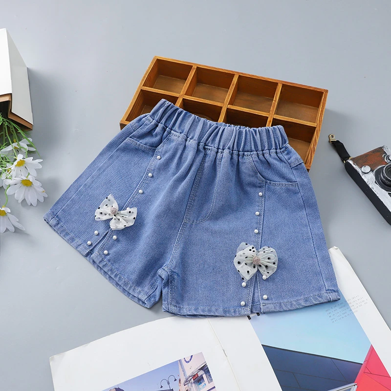 夏季儿童短裤2023新款女童中大童洋气牛仔短裤时尚公主风潮流百搭