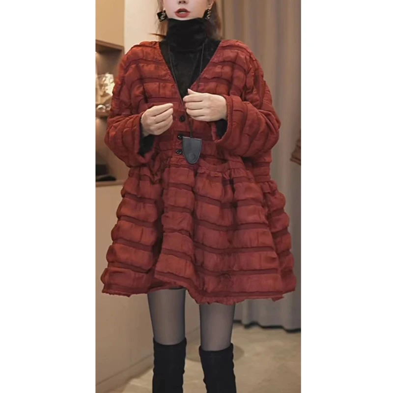 欧货2025春季新款娃娃衫时尚设计感洋气宽松V领褶褶外套女显瘦潮