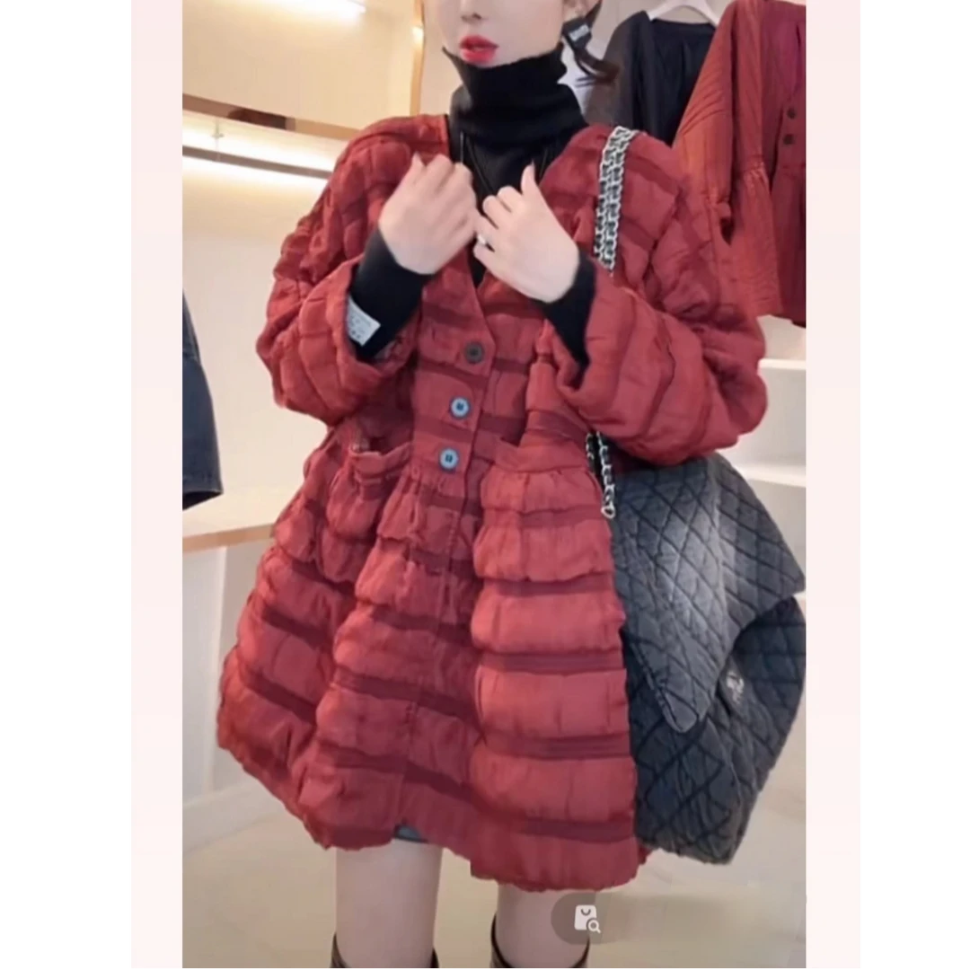 欧货2025秋季新款娃娃衫时尚设计感洋气宽松V领褶褶外套女显瘦潮