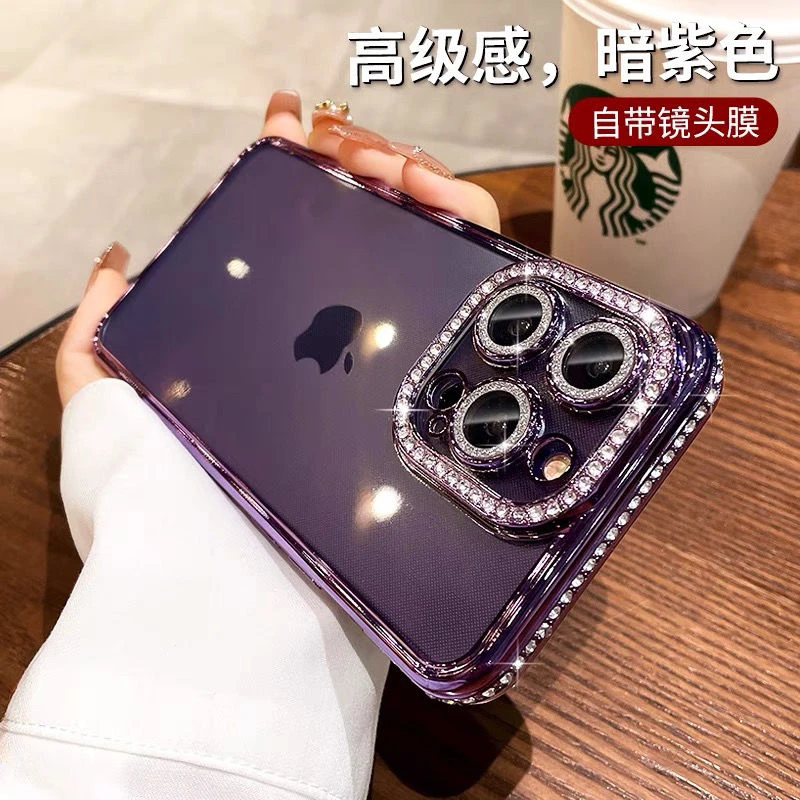 闪粉镜头膜iPhone15pro手机壳奢华苹果14女款13/12防摔简约网红11