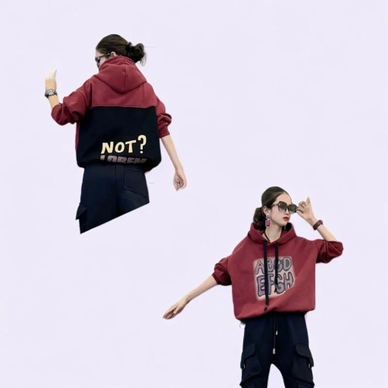 潮宽松洋气带帽圆领百搭长袖款减龄卫衣潮流休闲秋冬设计师款