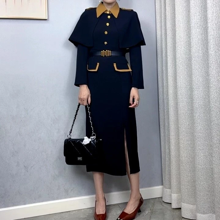 2025春季新款连衣裙气质长袖高腰洋气