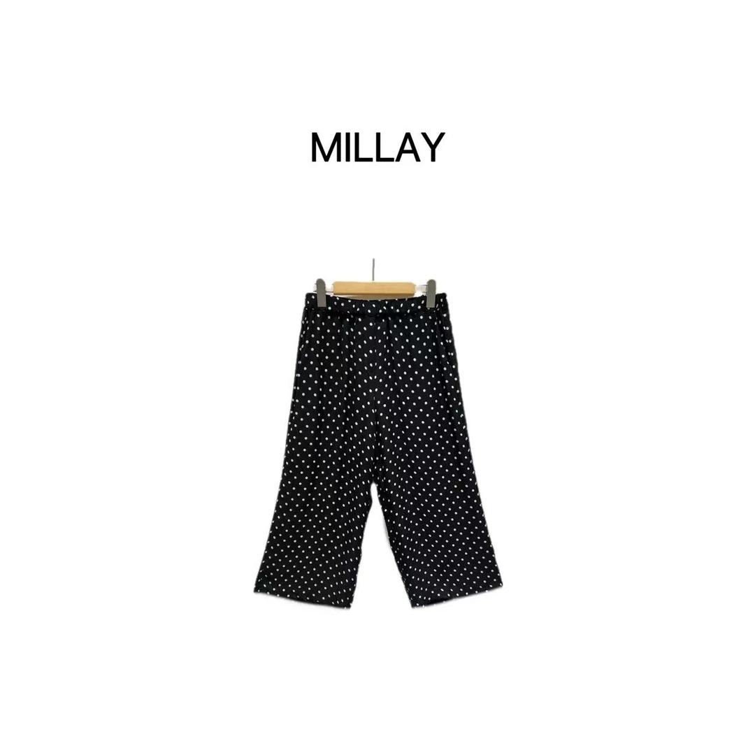 LA VIDA-「法式浪漫」飘逸法式波点丝质八分阔腿裤休闲裤