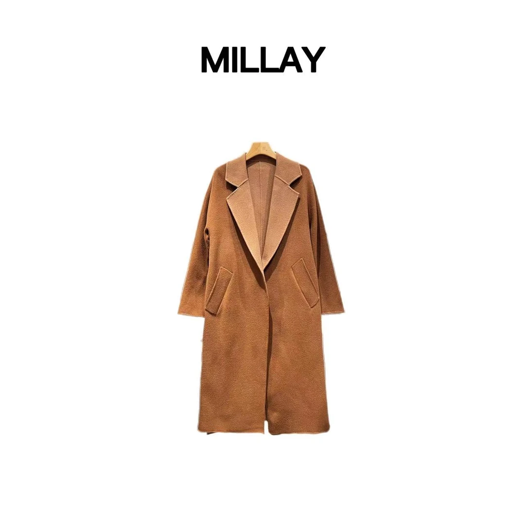 -LA VIDA- 【秋冬拼色】 冬季新款气质翻领拼色长款大衣