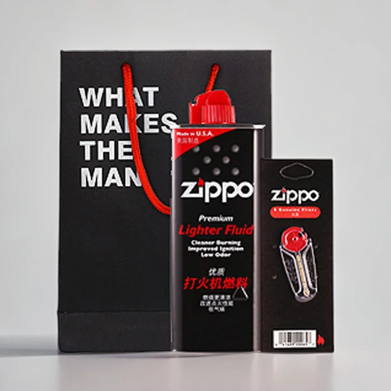 zippo打火机正品耗材zippo专用油133ML油+火石+手提袋TC91