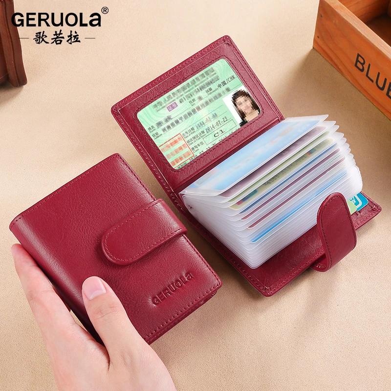 多卡位真皮卡包女士防盗刷小巧大容量透明卡片包驾驶证卡夹防消磁
