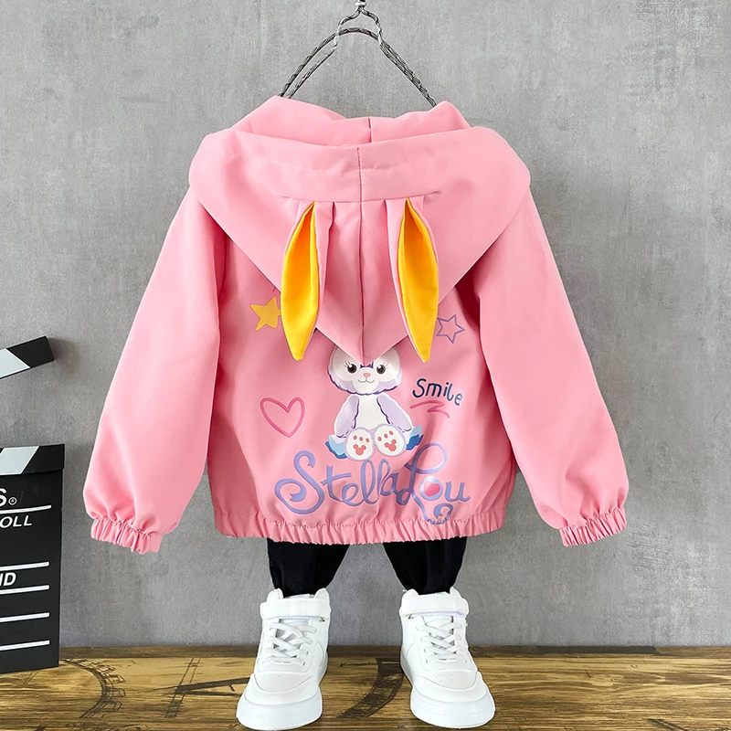 新款星黛露洋气棒球服小童女童外套春秋款儿童衣服宝宝连帽开衫