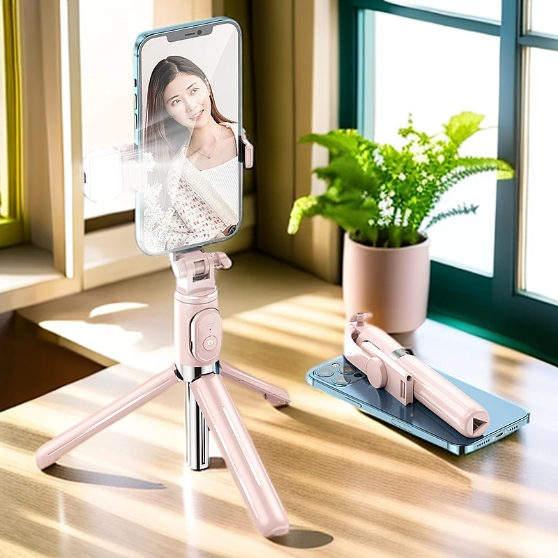 柏宣蓝牙自拍杆手持拍照三脚架通用蓝牙一体式便携多功能拍照神器