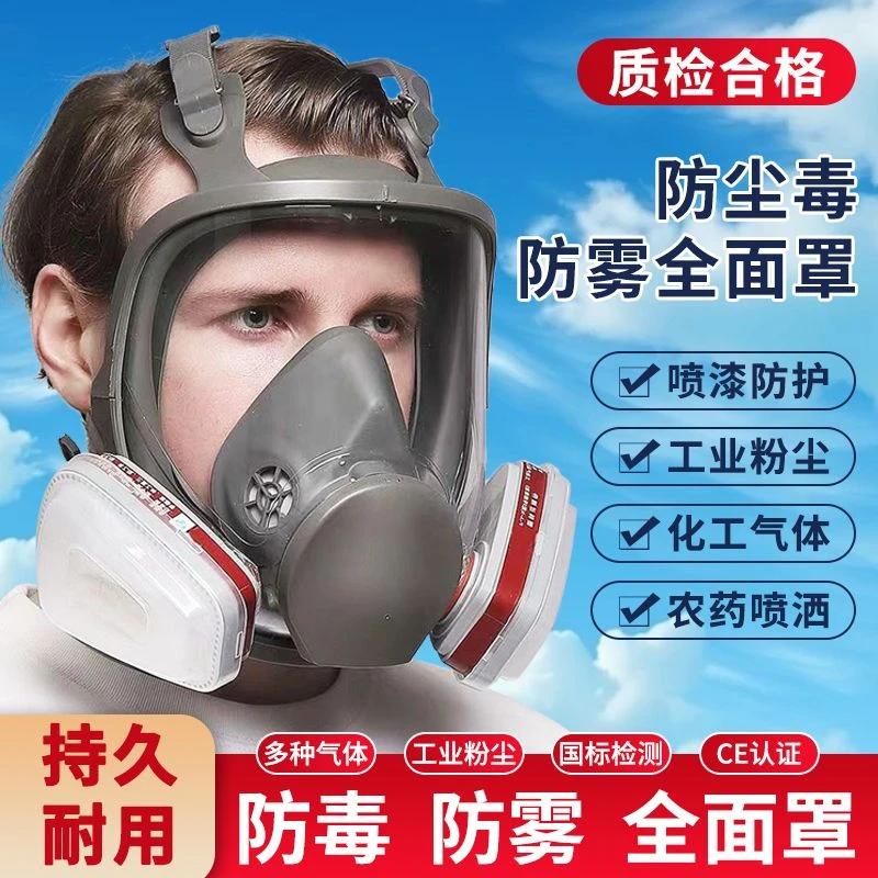 防毒面具全面罩喷漆打磨毒气罩6800全脸护罩专用防护头罩防尘面罩