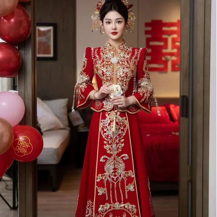 秀禾服婚服2024新款显瘦中式新娘结婚嫁衣重工凤冠霞帔秀和出阁服