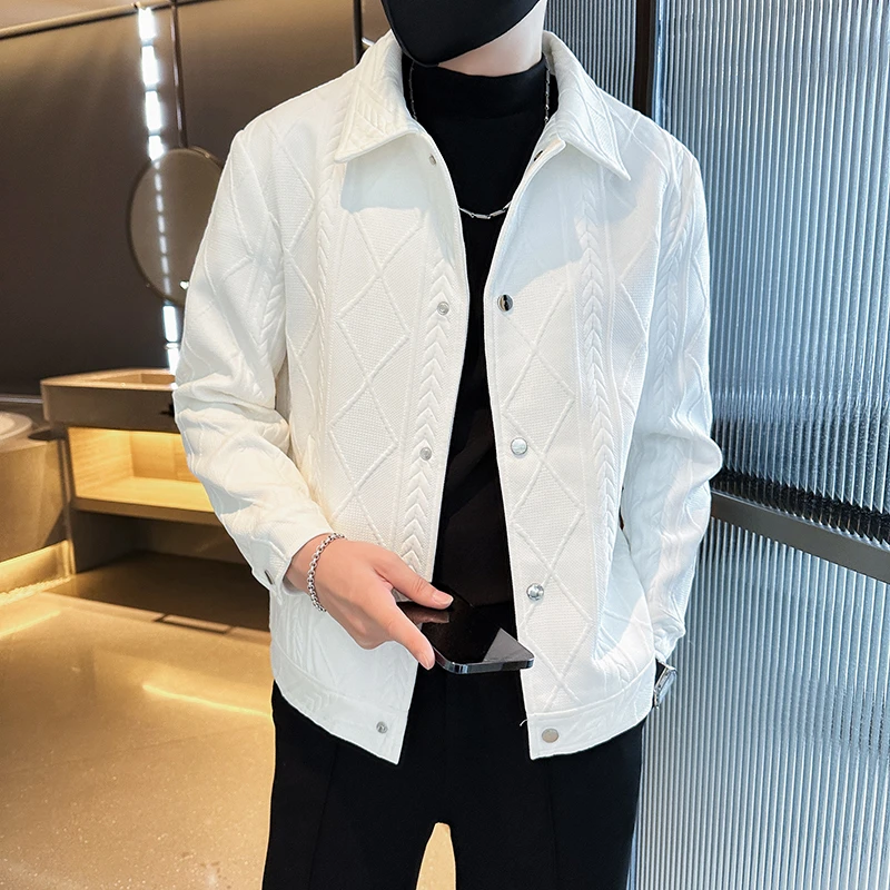 白色潮牌夹克男士春秋季高端痞帅上衣服男装2024新款潮流男装外套